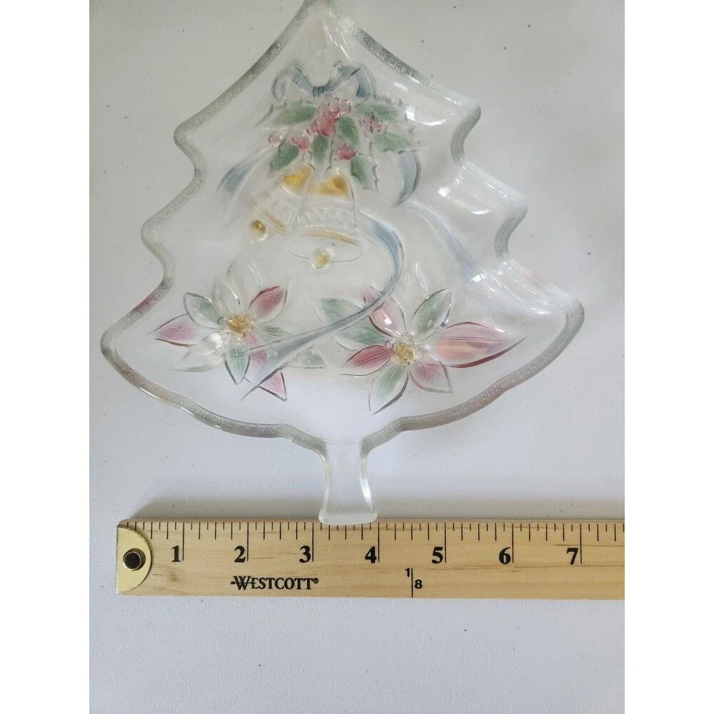 Vintage SAVOIR VIVRE Holiday Spirit Glass Christmas Tree Server  Candy Dish